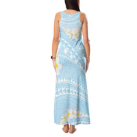 Polynesian Vintage Floral Tank Maxi Dress Azure Motifs - Polynesian Pride