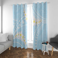 Polynesian Vintage Floral Window Curtain Azure Motifs - Polynesian Pride