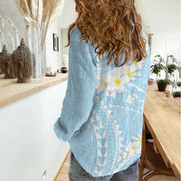 Polynesian Vintage Floral Women Casual Shirt Azure Motifs LT7 - Polynesian Pride