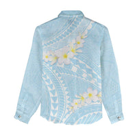 Polynesian Vintage Floral Women Casual Shirt Azure Motifs LT7 - Polynesian Pride