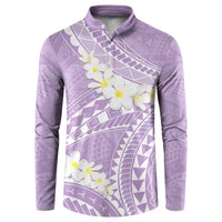 Polynesian Vintage Floral Button Sweatshirt Lavender Motifs - Polynesian Pride