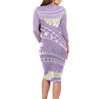 Polynesian Vintage Floral Family Matching Long Sleeve Bodycon Dress and Hawaiian Shirt Lavender Motifs LT7 - Polynesian Pride