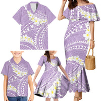 Polynesian Vintage Floral Family Matching Mermaid Dress and Hawaiian Shirt Lavender Motifs LT7 - Polynesian Pride