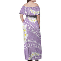 Polynesian Vintage Floral Family Matching Off Shoulder Maxi Dress and Hawaiian Shirt Lavender Motifs - Polynesian Pride