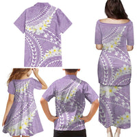 Polynesian Vintage Floral Family Matching Puletasi and Hawaiian Shirt Lavender Motifs LT7 - Polynesian Pride