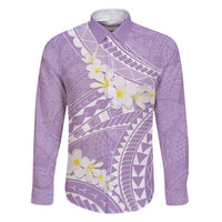 Polynesian Vintage Floral Family Matching Puletasi and Hawaiian Shirt Lavender Motifs LT7 Dad's Shirt - Long Sleeve Lavender - Polynesian Pride