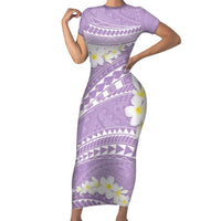 Polynesian Vintage Floral Family Matching Short Sleeve Bodycon Dress and Hawaiian Shirt Lavender Motifs LT7 Mom's Dress Lavender - Polynesian Pride