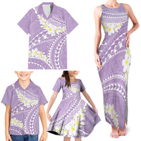 Polynesian Vintage Floral Family Matching Tank Maxi Dress and Hawaiian Shirt Lavender Motifs - Polynesian Pride