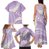 Polynesian Vintage Floral Family Matching Tank Maxi Dress and Hawaiian Shirt Lavender Motifs - Polynesian Pride