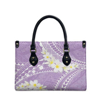 Polynesian Vintage Floral Leather Bag Lavender Motifs - Polynesian Pride