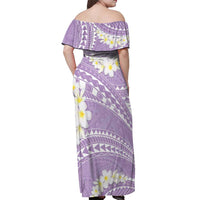 Polynesian Vintage Floral Off Shoulder Maxi Dress Lavender Motifs - Polynesian Pride