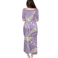 Polynesian Vintage Floral Puletasi Lavender Motifs - Polynesian Pride