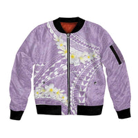 Polynesian Vintage Floral Sleeve Zip Bomber Jacket Lavender Motifs - Polynesian Pride