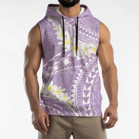 Polynesian Vintage Floral Sleeveless Hoodie Lavender Motifs - Polynesian Pride