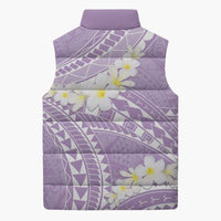 Polynesian Vintage Floral Sleeveless Puffer Jacket Lavender Motifs - Polynesian Pride