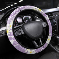 Polynesian Vintage Floral Steering Wheel Cover Lavender Motifs - Polynesian Pride