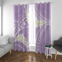 Polynesian Vintage Floral Window Curtain Lavender Motifs - Polynesian Pride