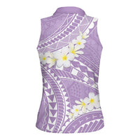 Polynesian Vintage Floral Women Sleeveless Polo Shirt Lavender Motifs - Polynesian Pride