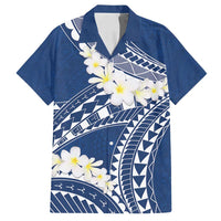 Polynesian Vintage Floral Family Matching Long Sleeve Bodycon Dress and Hawaiian Shirt Navy Blue Motifs LT7 Dad's Shirt - Short Sleeve Navy Blue - Polynesian Pride
