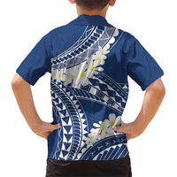 Polynesian Vintage Floral Family Matching Short Sleeve Bodycon Dress and Hawaiian Shirt Navy Blue Motifs LT7 - Polynesian Pride