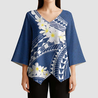 Polynesian Vintage Floral Kimono Sleeve Blouse Navy Blue Motifs - Polynesian Pride