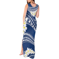 Polynesian Vintage Floral Tank Maxi Dress Navy Blue Motifs - Polynesian Pride