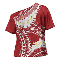Polynesian Vintage Floral Cross Shoulder Shirt Scarlet Motifs - Polynesian Pride