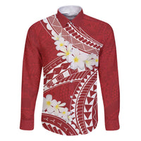 Polynesian Vintage Floral Family Matching Puletasi and Hawaiian Shirt Scarlet Motifs LT7 Dad's Shirt - Long Sleeve Scarlet - Polynesian Pride