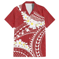 Polynesian Vintage Floral Family Matching Short Sleeve Bodycon Dress and Hawaiian Shirt Scarlet Motifs LT7 Dad's Shirt - Short Sleeve Scarlet - Polynesian Pride
