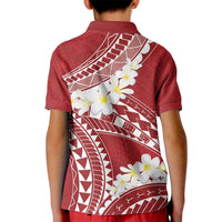 Polynesian Vintage Floral Kid Polo Shirt Scarlet Motifs - Polynesian Pride