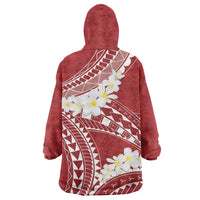 Polynesian Vintage Floral Wearable Blanket Hoodie Scarlet Motifs - Polynesian Pride