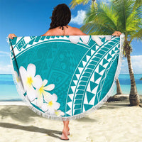 Polynesian Vintage Floral Beach Blanket Teal Motifs - Polynesian Pride
