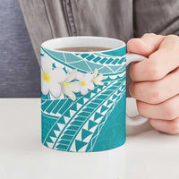 Polynesian Vintage Floral Ceramic Mug Teal Motifs - Polynesian Pride