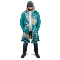 Polynesian Vintage Floral Cloak Teal Motifs - Polynesian Pride