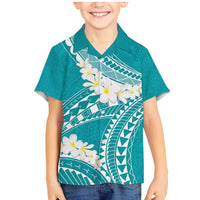 Polynesian Vintage Floral Family Matching Mermaid Dress and Hawaiian Shirt Teal Motifs LT7 Son's Shirt Teal - Polynesian Pride