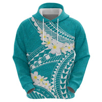 Polynesian Vintage Floral Hoodie Teal Motifs - Polynesian Pride