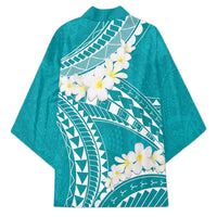 Polynesian Vintage Floral Kimono Teal Motifs - Polynesian Pride