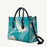 Polynesian Vintage Floral Leather Bag Teal Motifs - Polynesian Pride