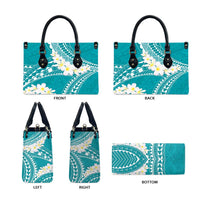 Polynesian Vintage Floral Leather Bag Teal Motifs - Polynesian Pride