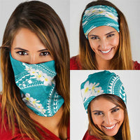 Polynesian Vintage Floral Neck Gaiter Teal Motifs - Polynesian Pride