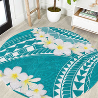 Polynesian Vintage Floral Round Carpet Teal Motifs - Polynesian Pride