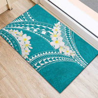 Polynesian Vintage Floral Rubber Doormat Teal Motifs LT7 - Polynesian Pride