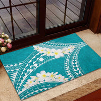 Polynesian Vintage Floral Rubber Doormat Teal Motifs LT7 - Polynesian Pride