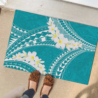 Polynesian Vintage Floral Rubber Doormat Teal Motifs LT7 - Polynesian Pride