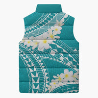 Polynesian Vintage Floral Sleeveless Puffer Jacket Teal Motifs - Polynesian Pride