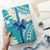 Polynesian Vintage Floral Wrapping Paper Teal Motifs