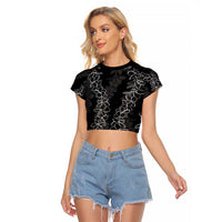 Hawaii Plumeria Lei Raglan Cropped T Shirt Aloha Festive Vibe