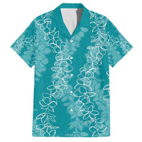 Hawaii Plumeria Lei Family Matching Long Sleeve Bodycon Dress and Hawaiian Shirt Aloha Festive Vibe - Teal LT7 Dad's Shirt - Short Sleeve Teal - Polynesian Pride