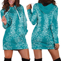 Hawaii Plumeria Lei Hoodie Dress Aloha Festive Vibe - Teal