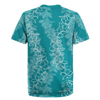 Hawaii Plumeria Lei Rugby Jersey Aloha Festive Vibe - Teal